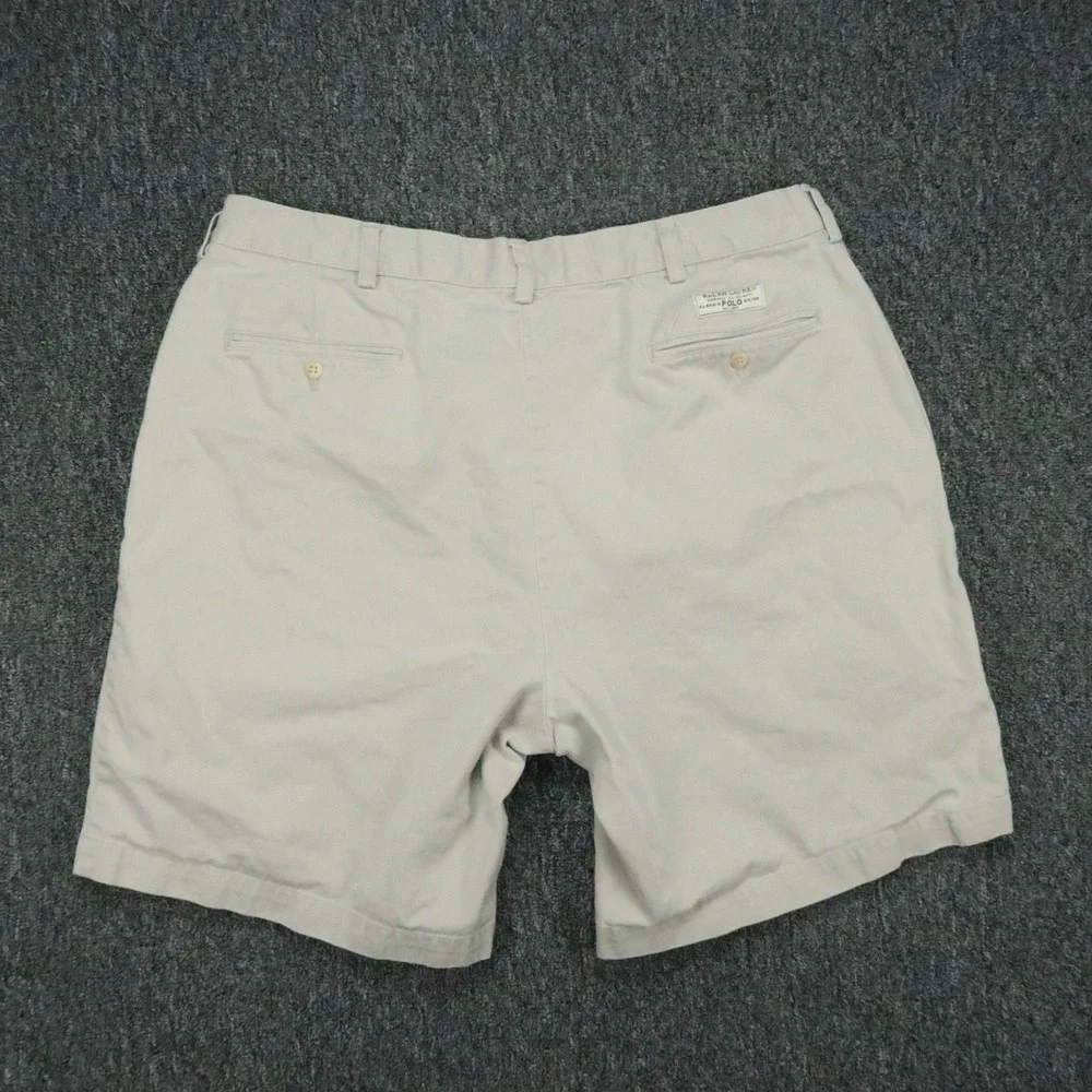 Polo Ralph Lauren Shorts Mens 36 Khaki Tan Tyler Chino Double Two Pleat VTG
